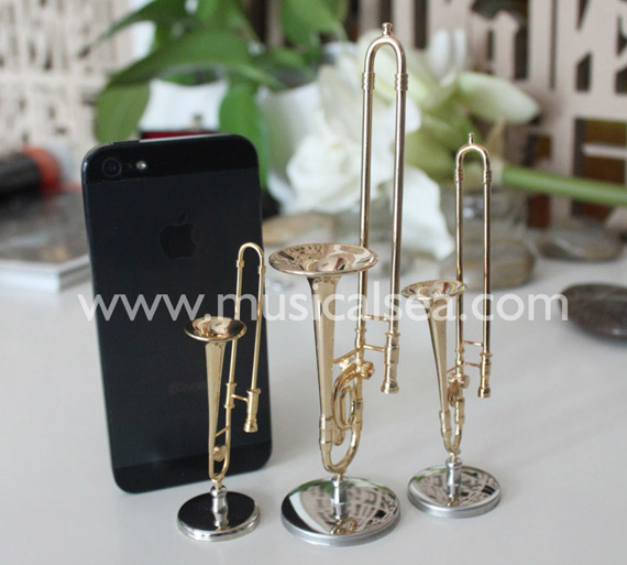 Miniature Golden Trombone Musical Instrument